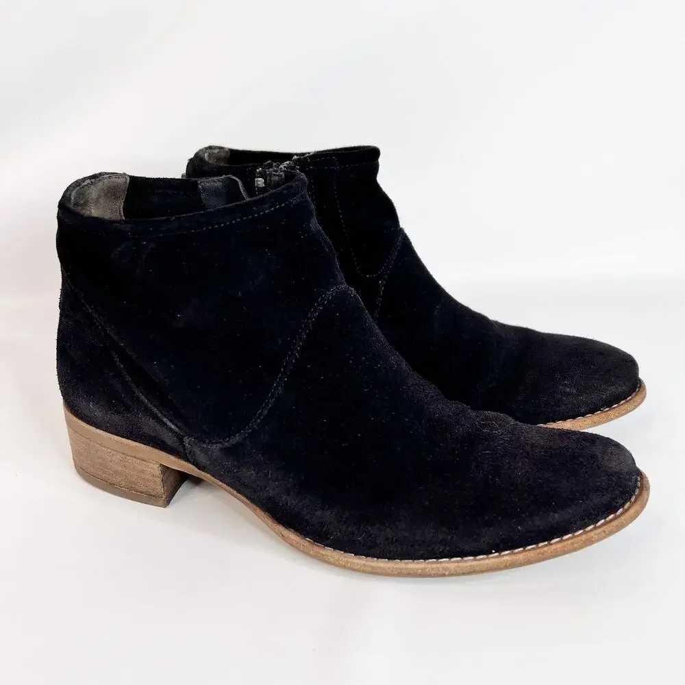 Paul Green Logan Bootie US 5.5 UK 3 Black Suede Leather Ankle Boot Zip Back